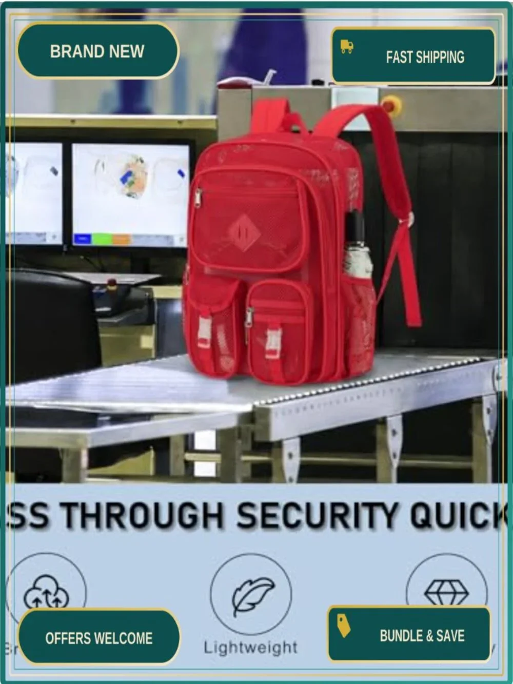 Heavy Duty Mesh Backpack for School, Sports, Travel, Swim - Clear Bookbag with